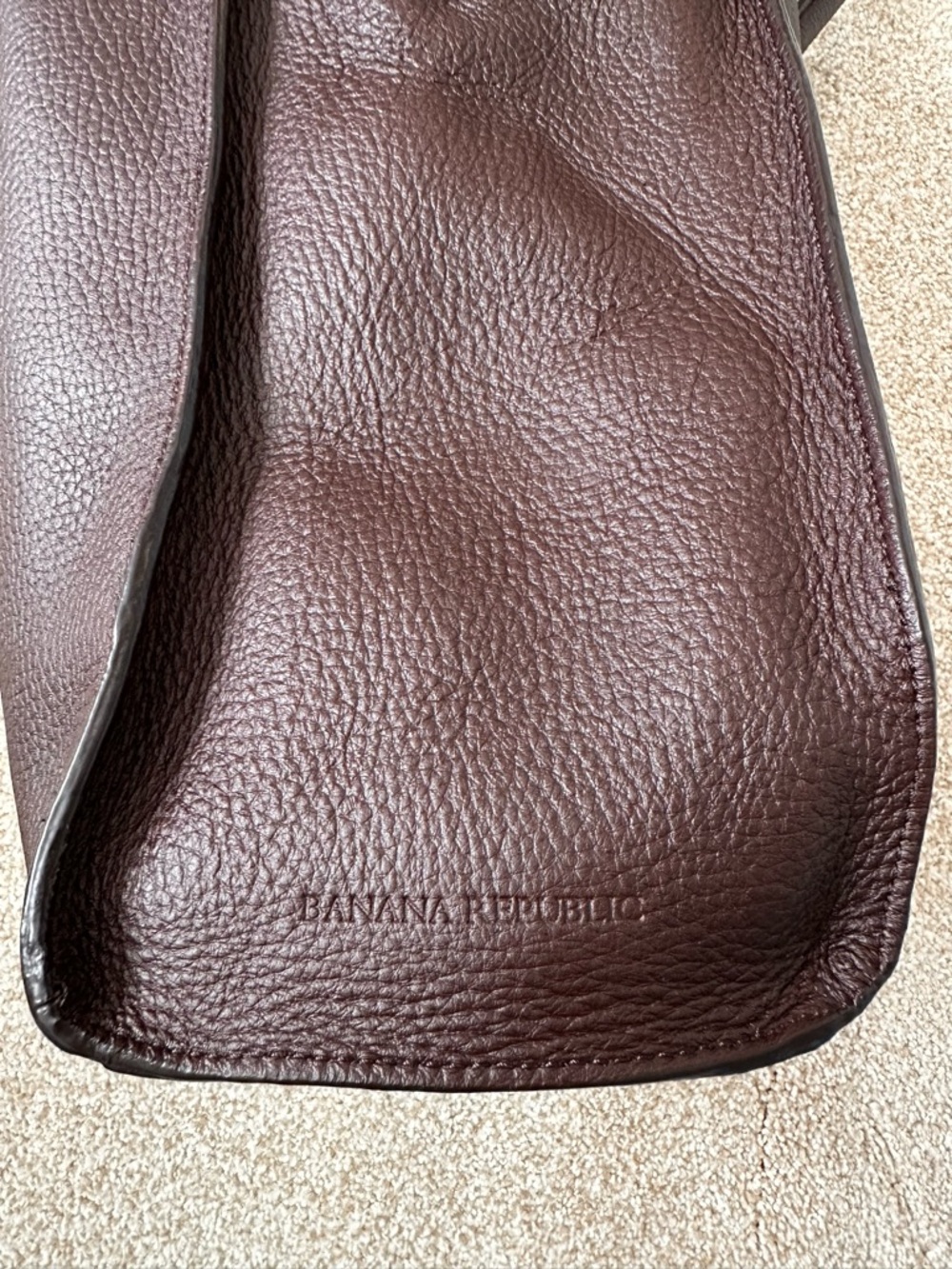 Banana Republic Genuine Leather Large Tote Bag Handbag Collection Deep Plum - Picture 3 of 10